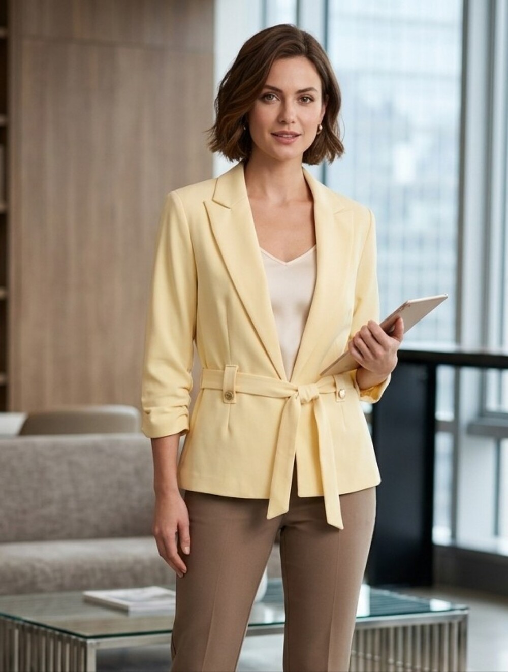 New York Clothing Company Butter Yellow Blazer Jacker Professional Teacher Large